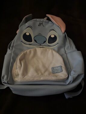 Loungefly Stitch Light Blue and Cream Backpack with Pink Ear Accents